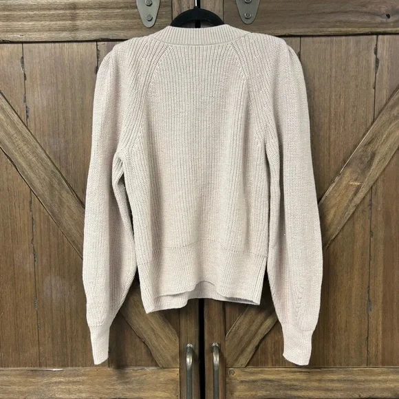 The Reset R Label Must Have V Neck Wool Sweater Balloon Sleeve Natural Size S - Picture 5 of 8